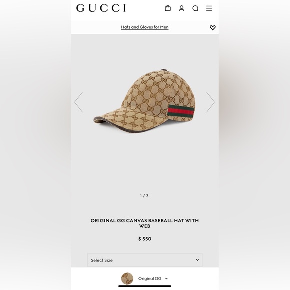 ORIGINAL Gucci GG CANVAS BASEBALL HAT - Picture 4 of 5